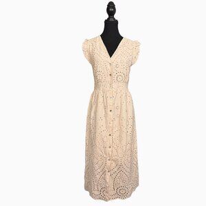 Valentina Naldi Eyelet Lace Midi Dress Made in Italy – 100% Cotton Size M
